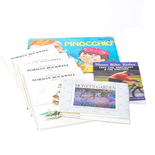 Collection of Books Including Monet, Rockwell, Pop-Up Pinocchio