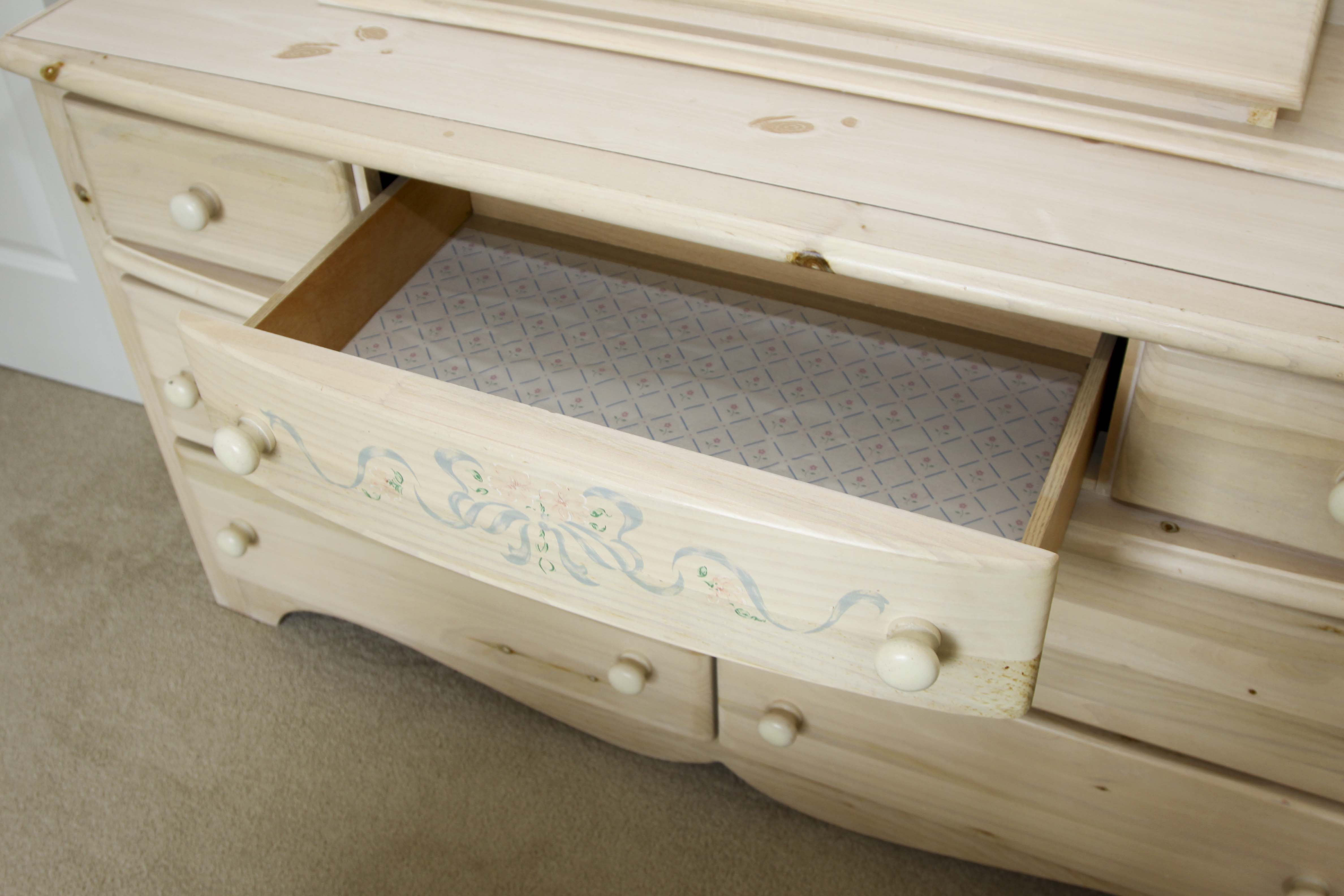 Knotty Pine Dresser and Mirror