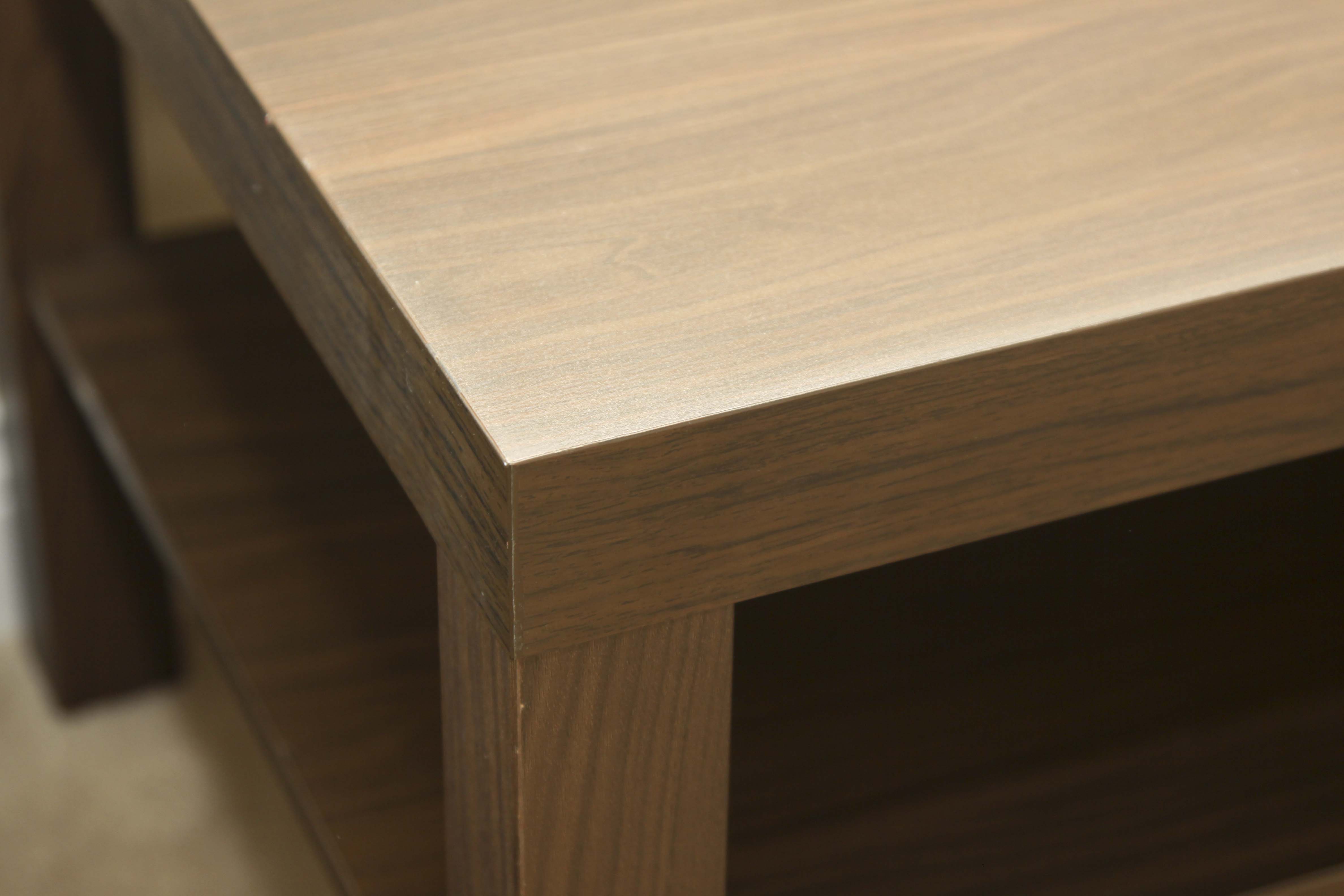 IKEA 'Lack' Coffee Table and Denim Storage Cube Ottomans