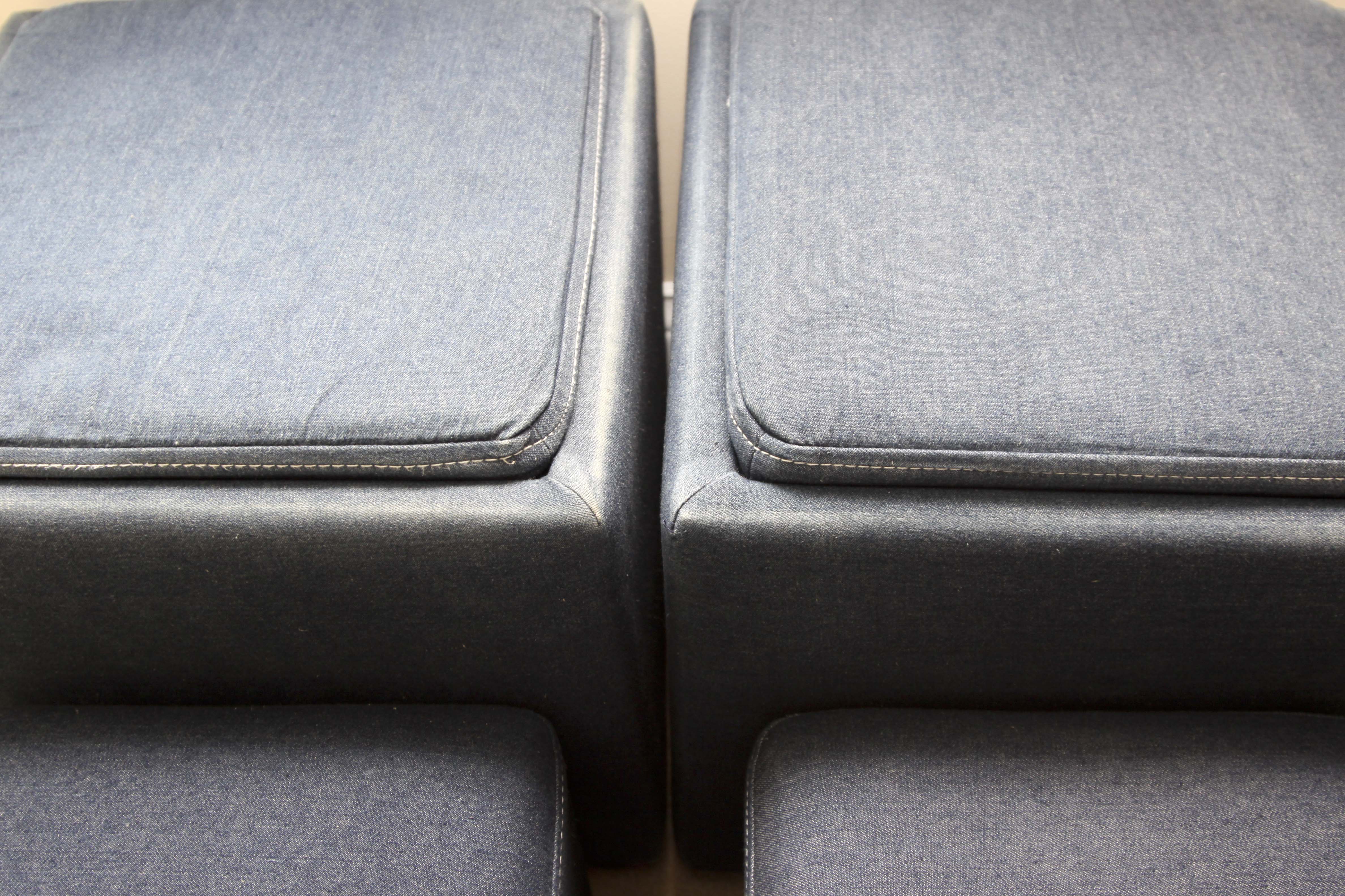 IKEA 'Lack' Coffee Table and Denim Storage Cube Ottomans