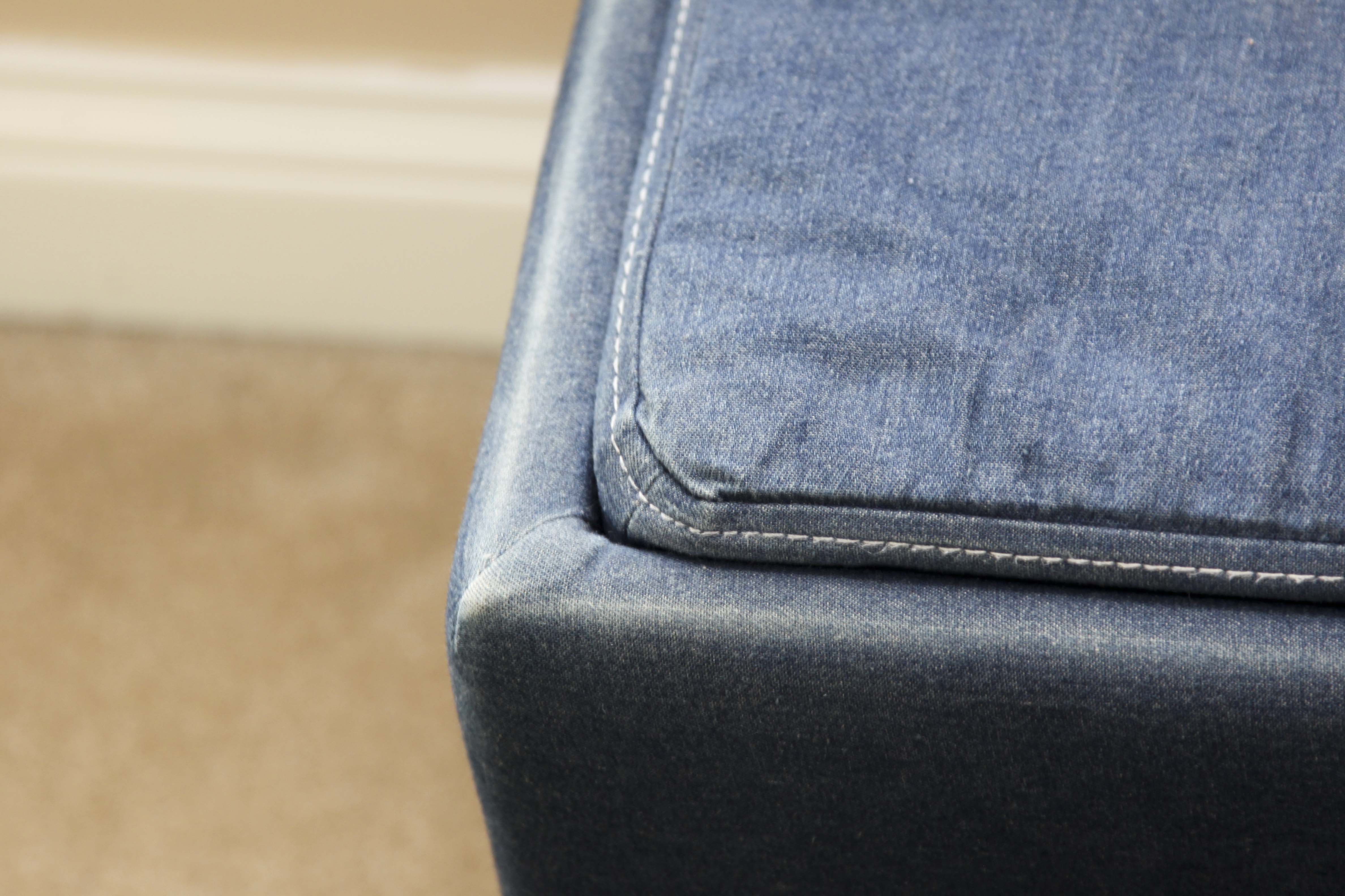 IKEA 'Lack' Coffee Table and Denim Storage Cube Ottomans
