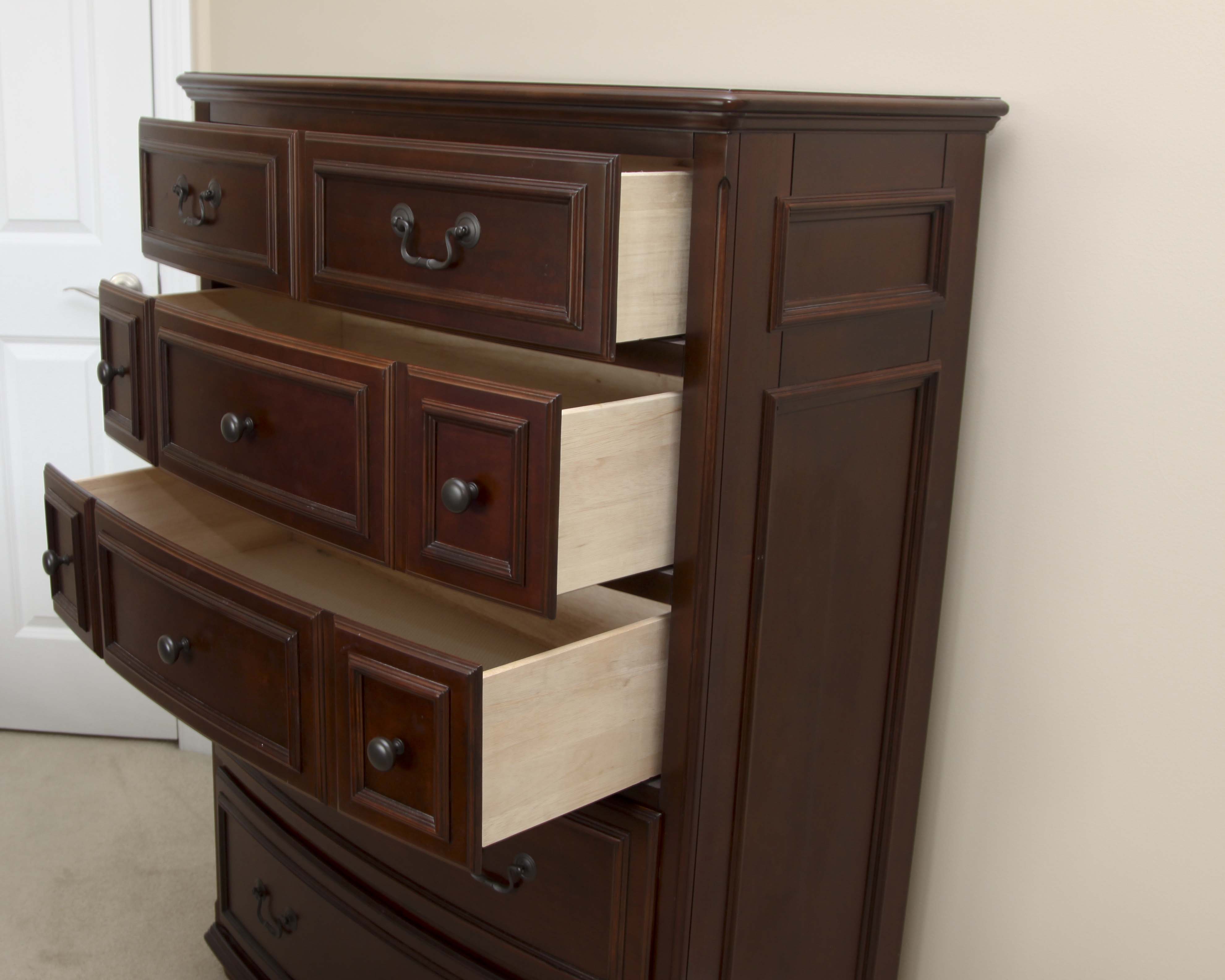 American Woodcrafters Five-Drawer Wooden Dresser