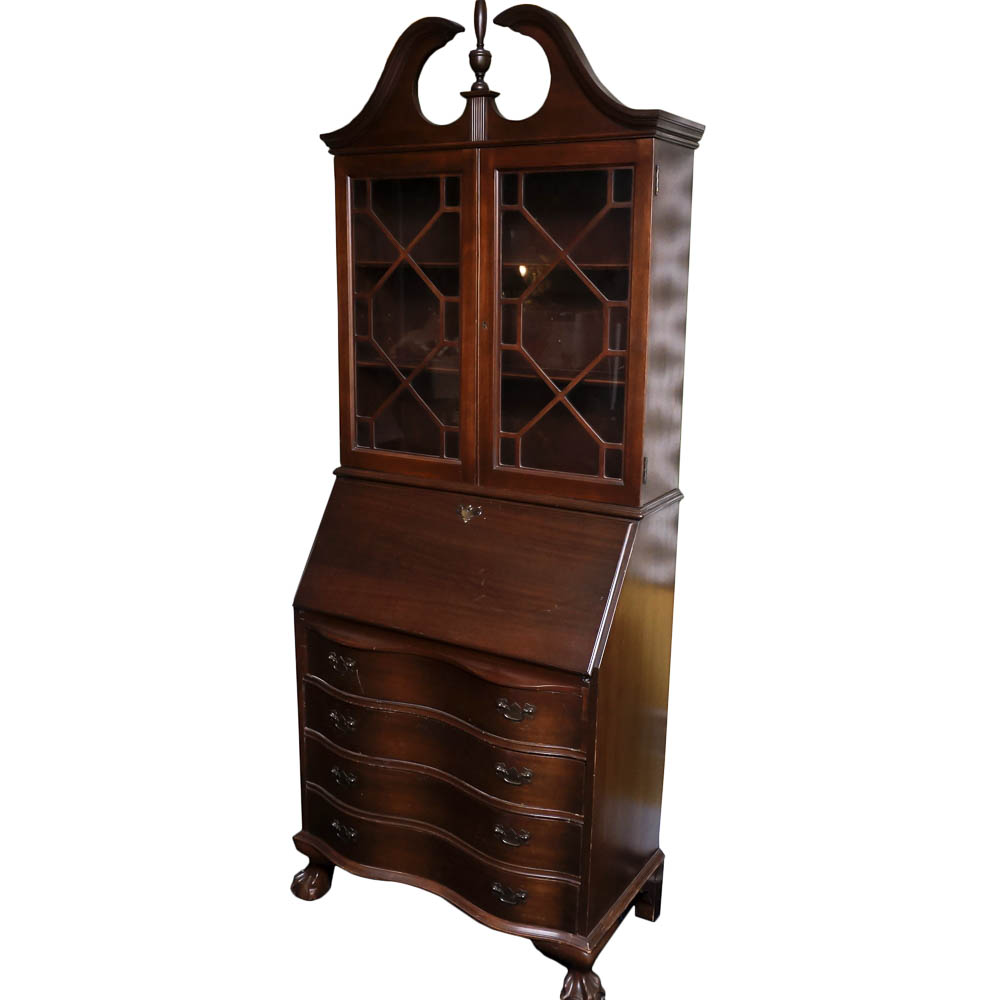 Vintage Mahogany Serpentine Secretary