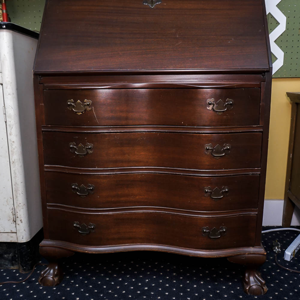 Vintage Mahogany Serpentine Secretary