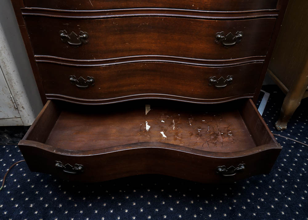 Vintage Mahogany Serpentine Secretary