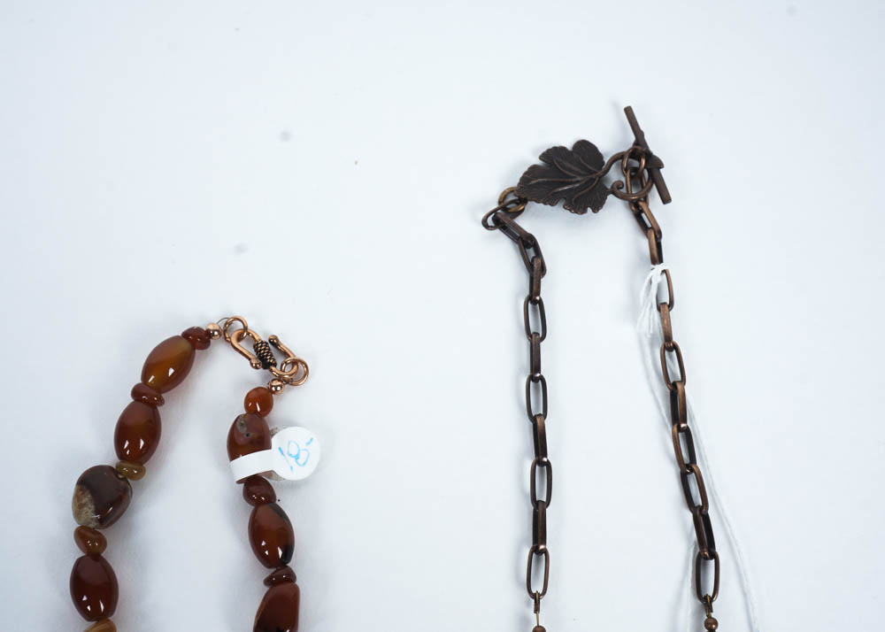 Warm Toned Beaded Necklace Set with Semi Precious Stone Accents