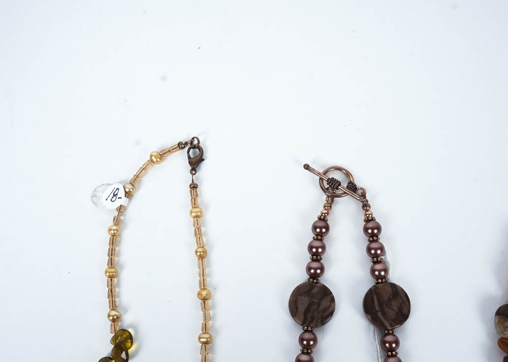 Warm Toned Beaded Necklace Set with Semi Precious Stone Accents