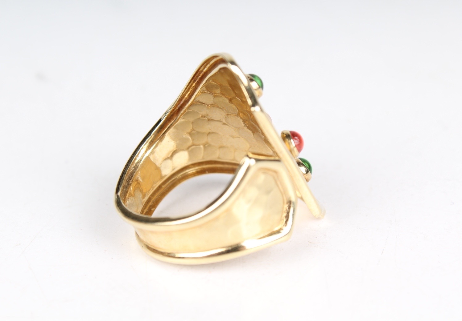 14K Yellow Gold with Tourmaline and Emerald Ring