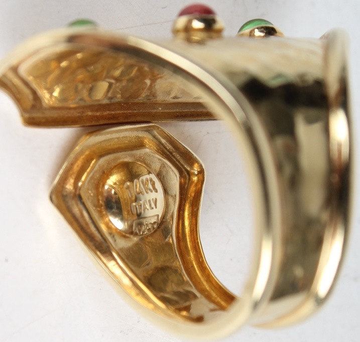 14K Yellow Gold with Tourmaline and Emerald Ring