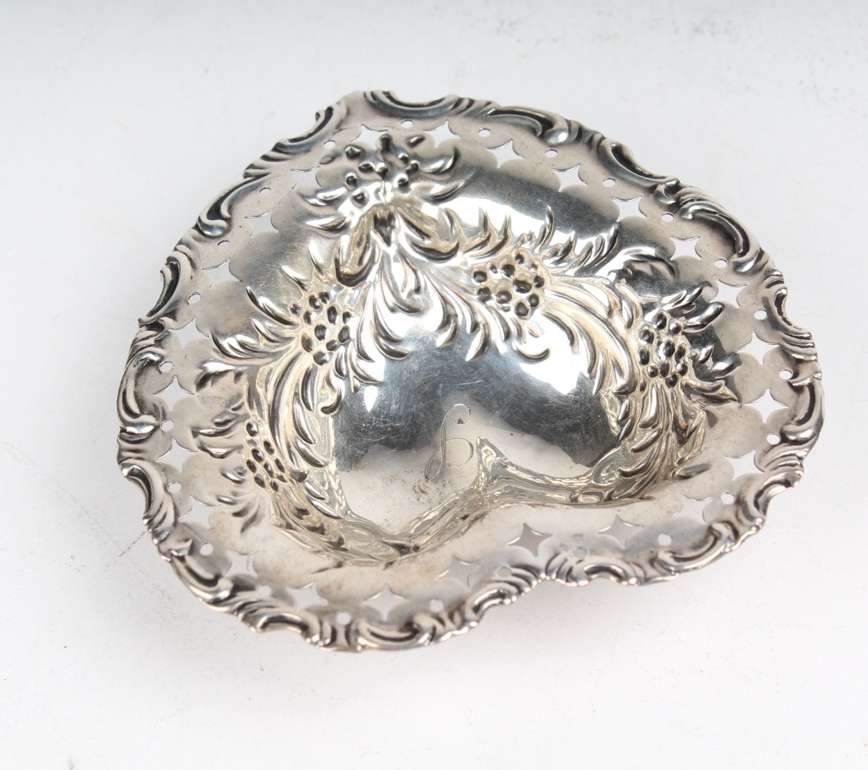 Sterling Silver Heart Shaped Footed Tray