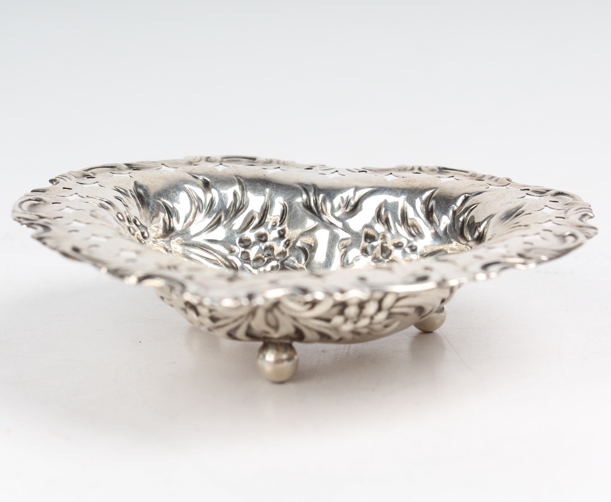 Sterling Silver Heart Shaped Footed Tray
