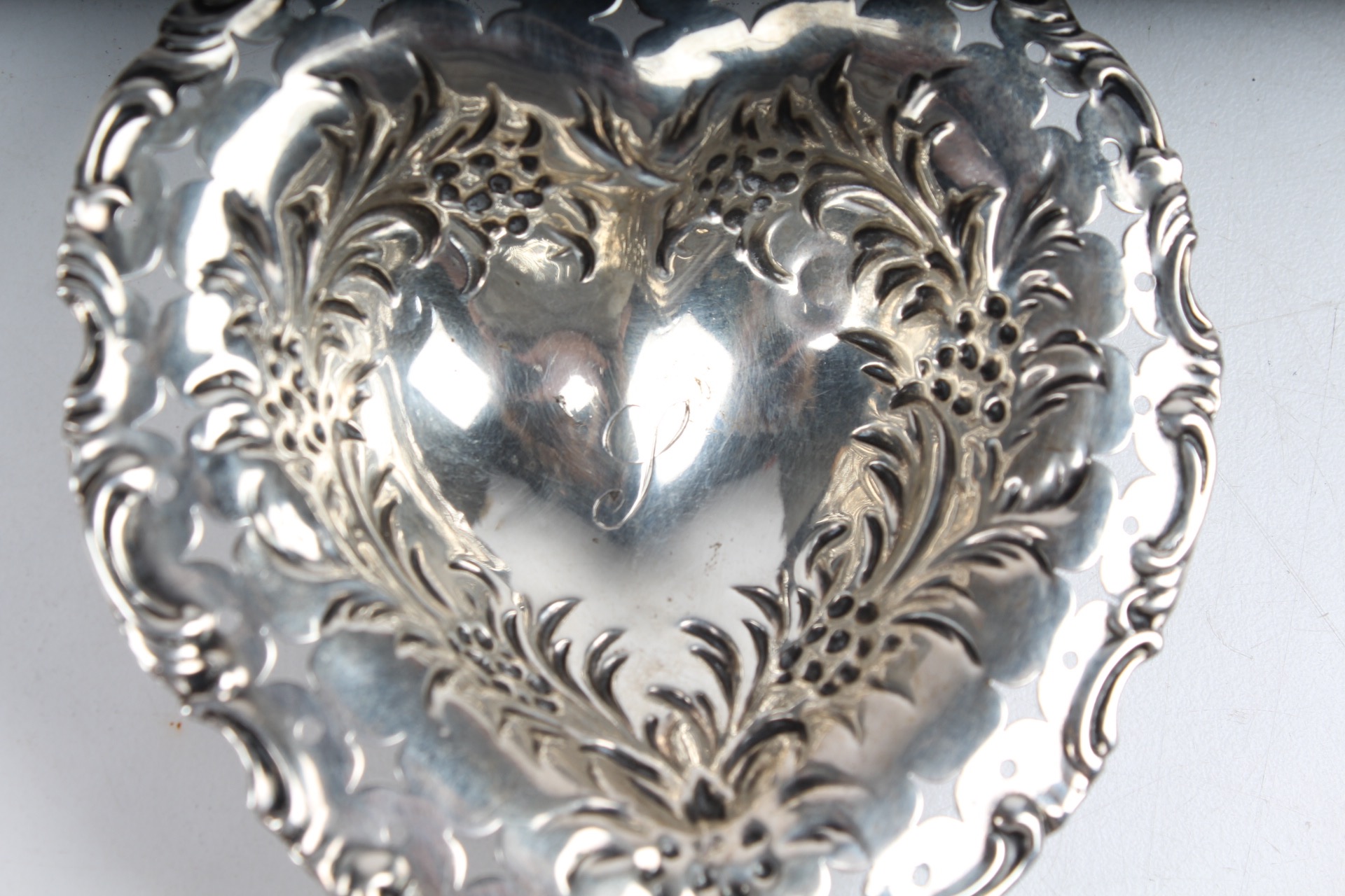 Sterling Silver Heart Shaped Footed Tray