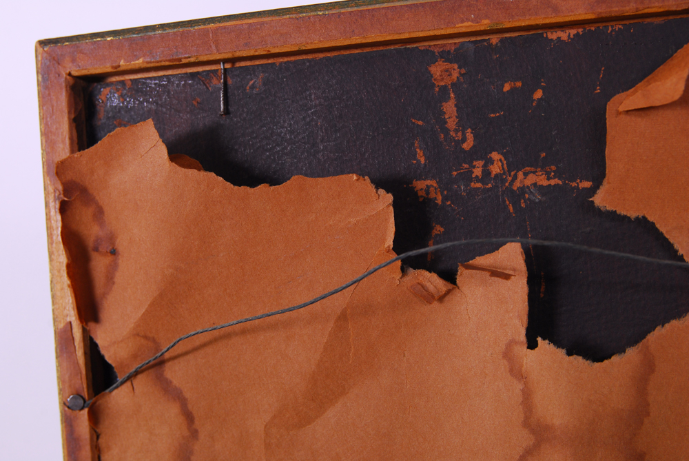 Girl Posing With Bale of Straw Antique Oil On Board