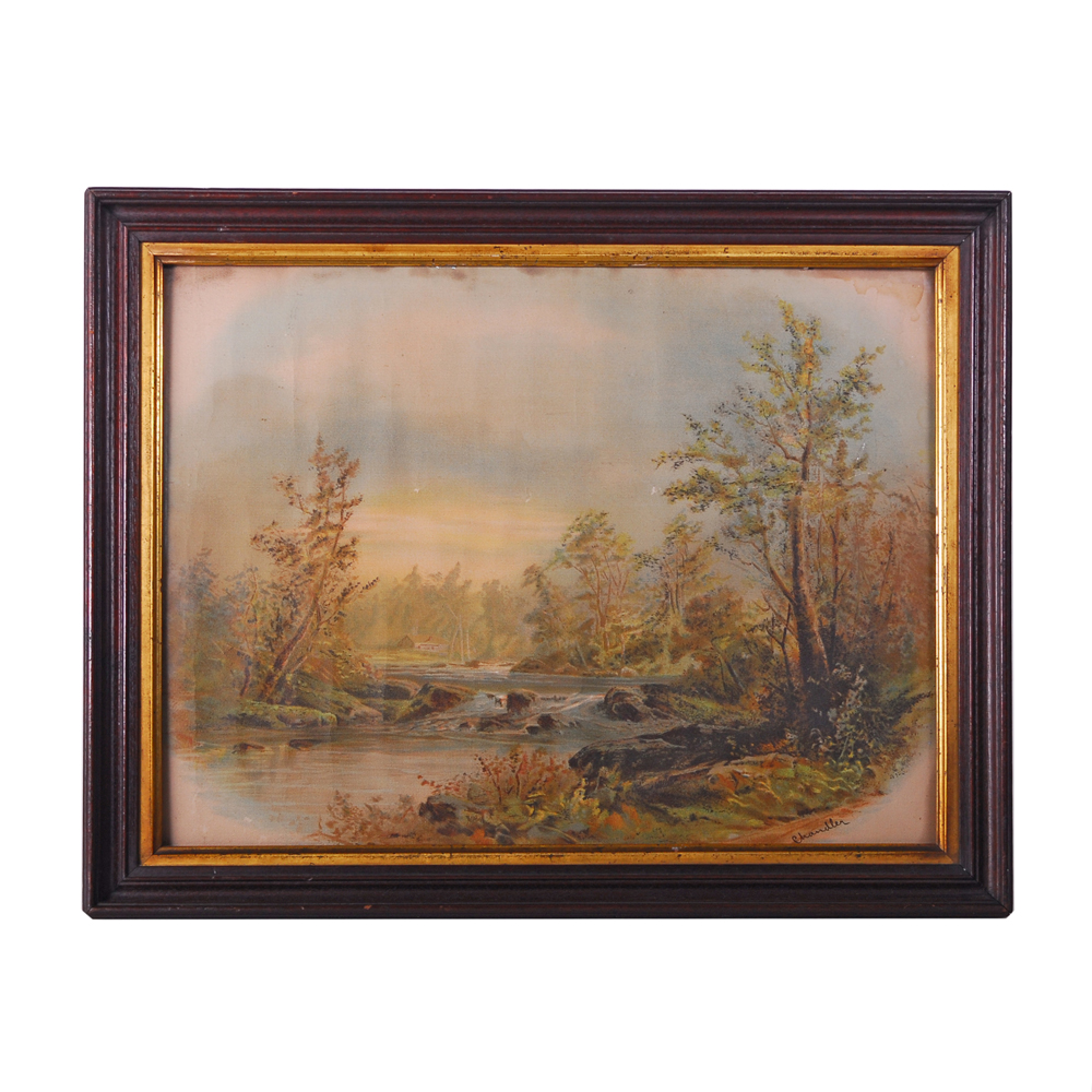 William Henry Chandler Gouache/Oil Pastel Landscape