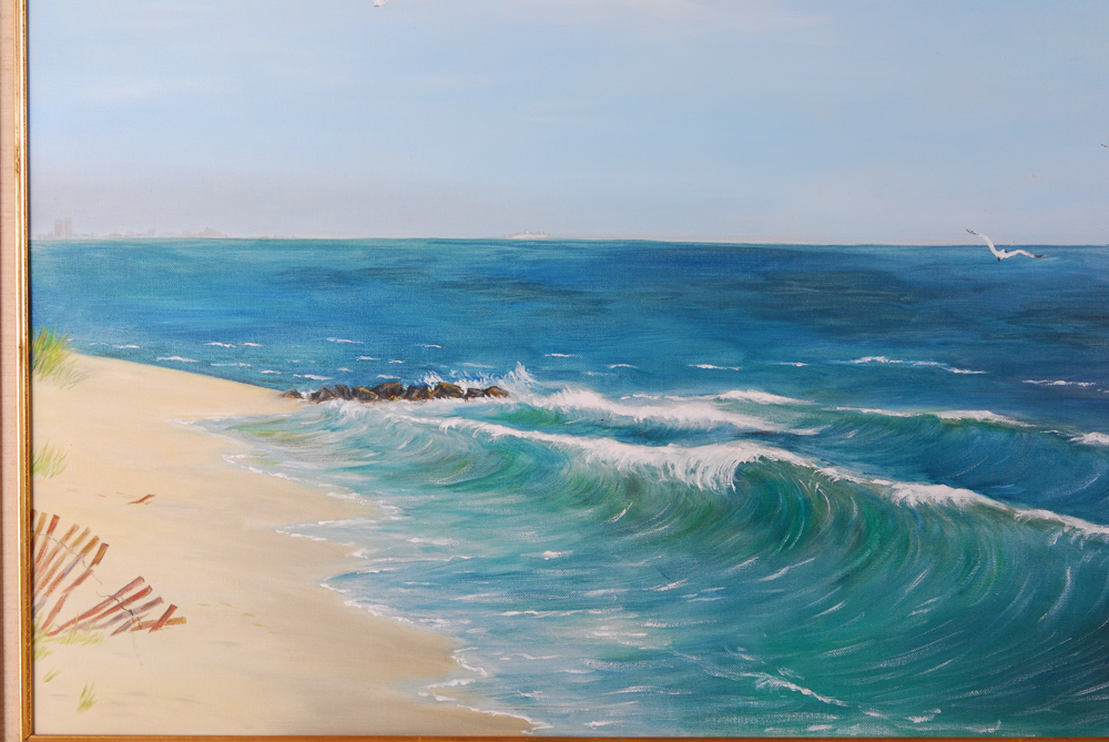 Dug Cavanaugh "Sunny Day At Sandy Hook" Oil On Canvas