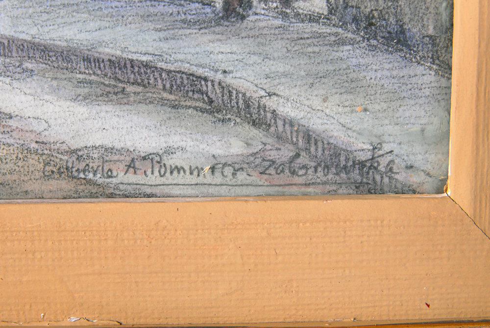 Parisian Street Scene Watercolor and Pencil Drawing