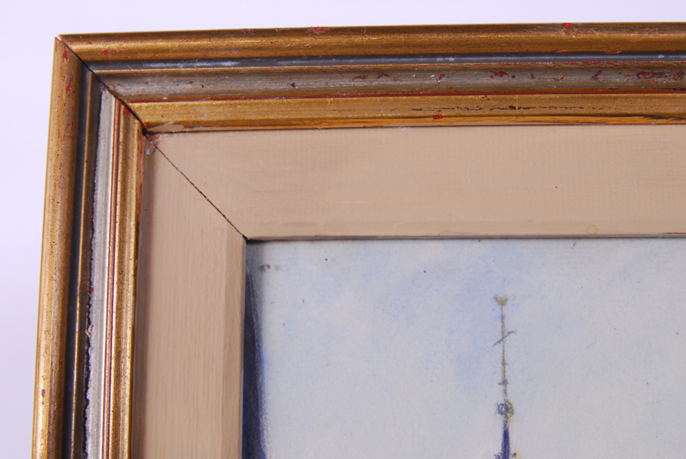 Parisian Street Scene Watercolor and Pencil Drawing