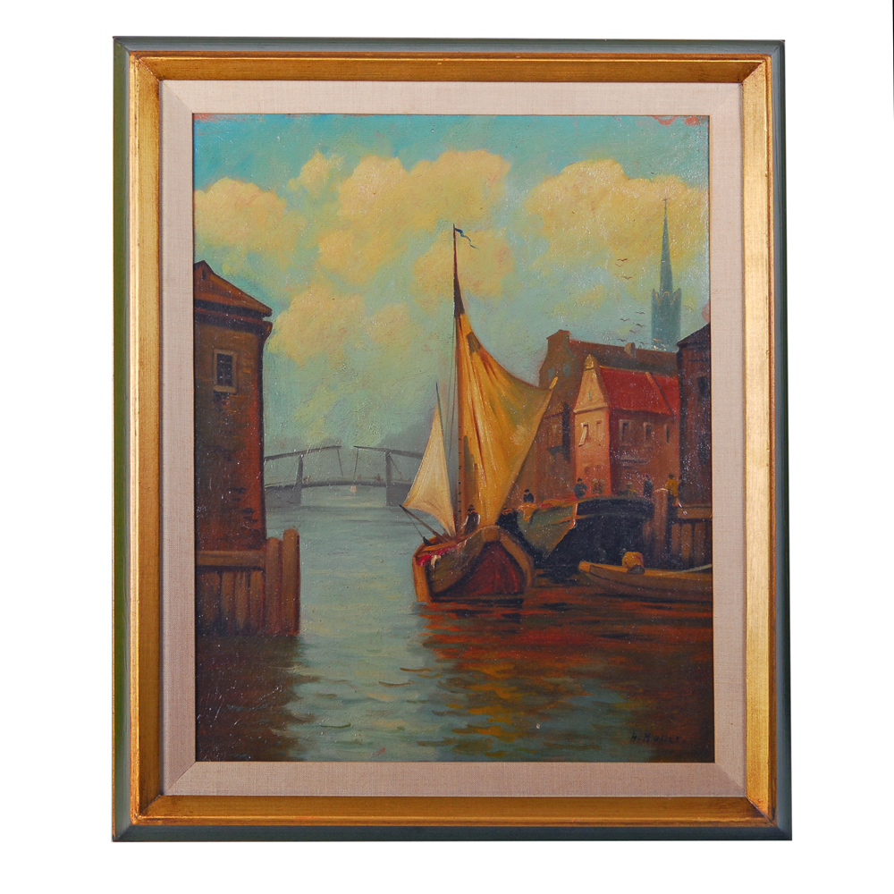 19th Century H. Muller Oil On Board Painting