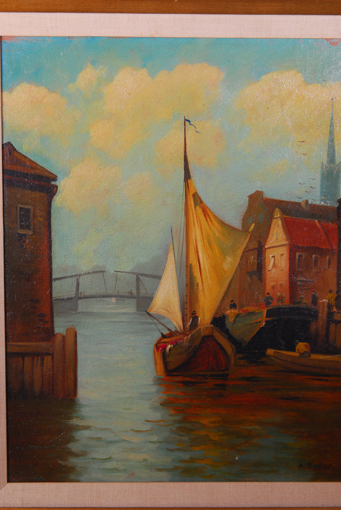 19th Century H. Muller Oil On Board Painting