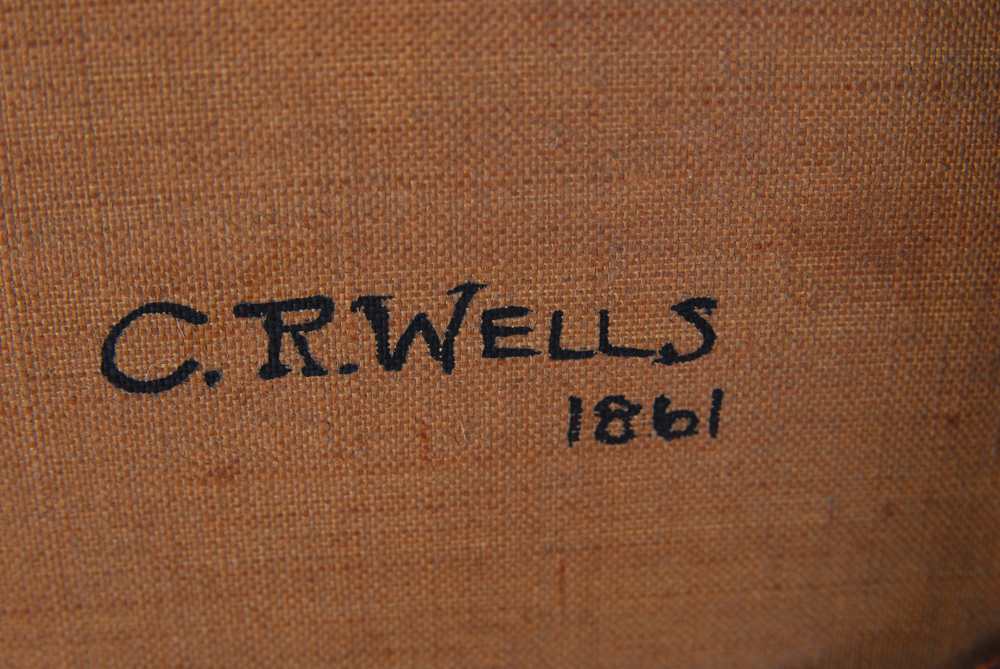 C. R. Wells Oil on Canvas Painting of Puppies