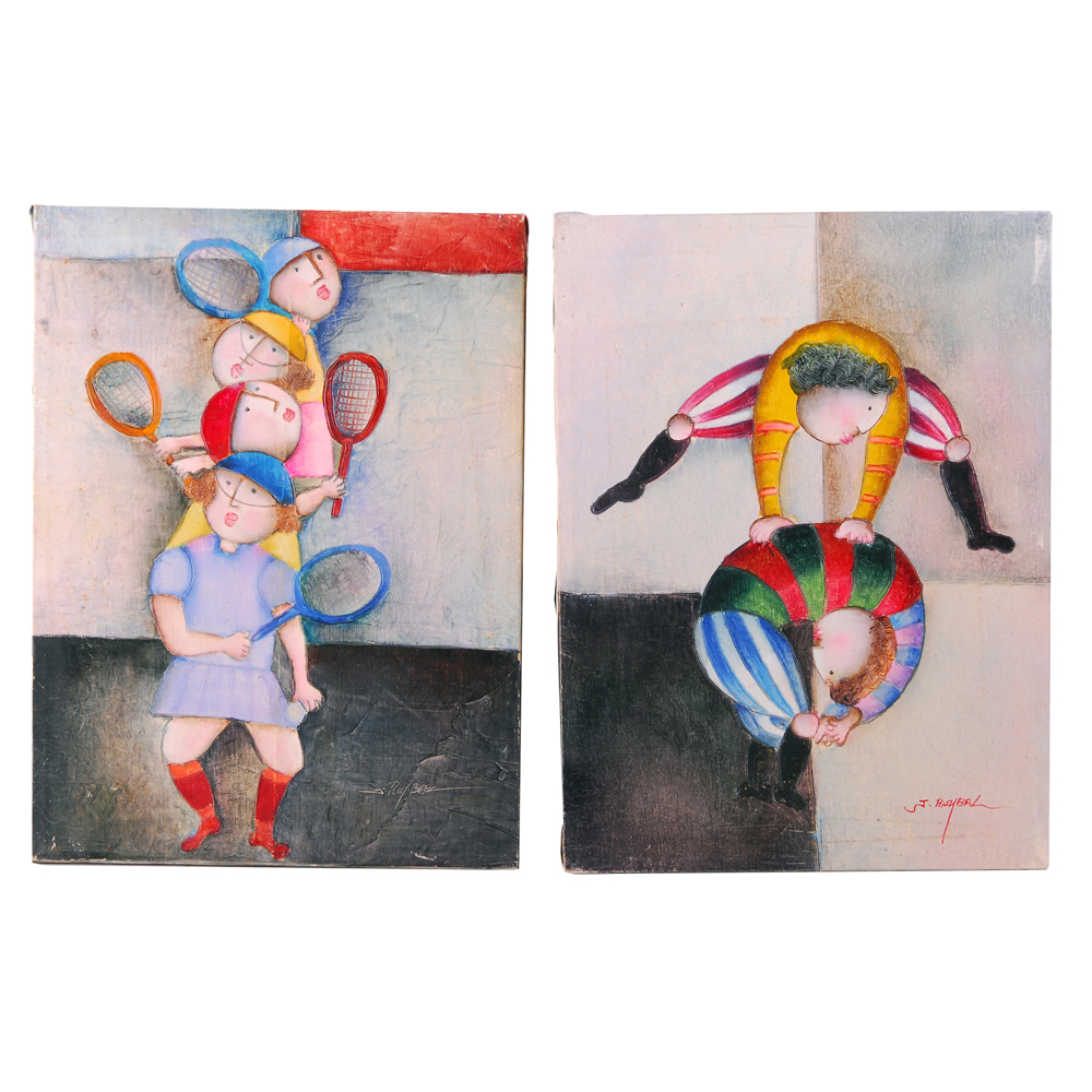 Pair of J. Roybal Oil on Canvas Paintings