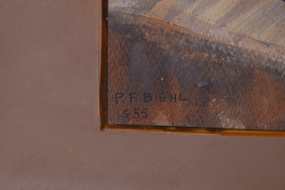 Peter Biehl "Sleeping Dog" Watercolor Painting