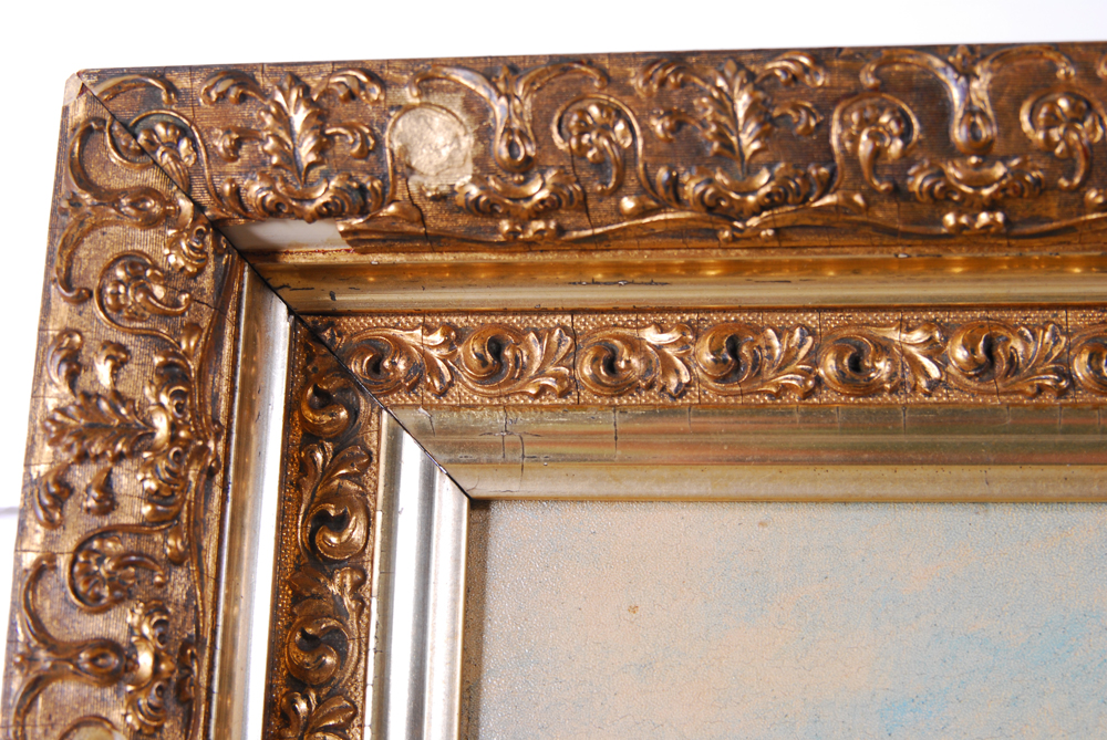 George M. Hathaway Lighthouse Landscape Oil on Board Painting