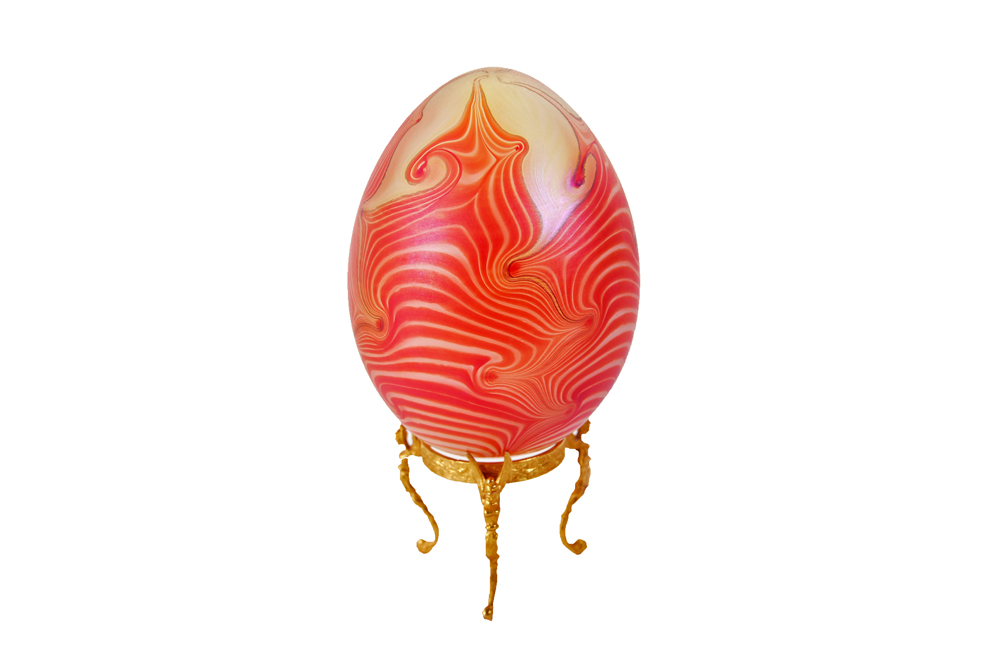 Collection of Art Glass Eggs with Stands