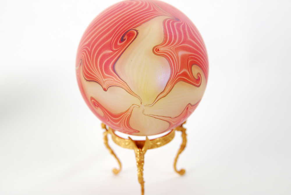 Collection of Art Glass Eggs with Stands