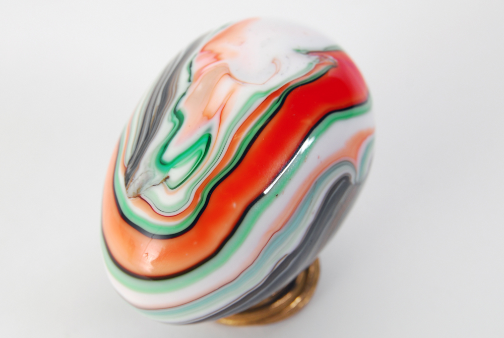 Collection of Art Glass Eggs with Stands