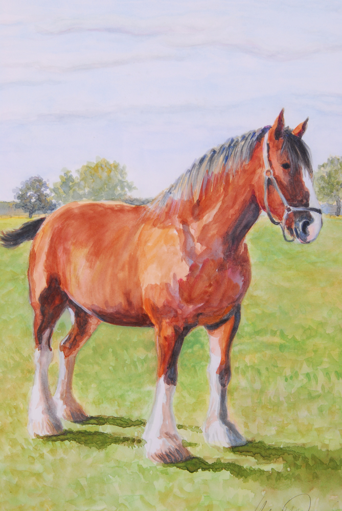 Mabel Culbertson "Horse at Martha Clara" Watercolor on Paper