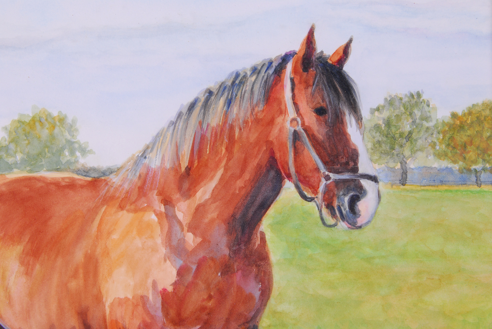 Mabel Culbertson "Horse at Martha Clara" Watercolor on Paper