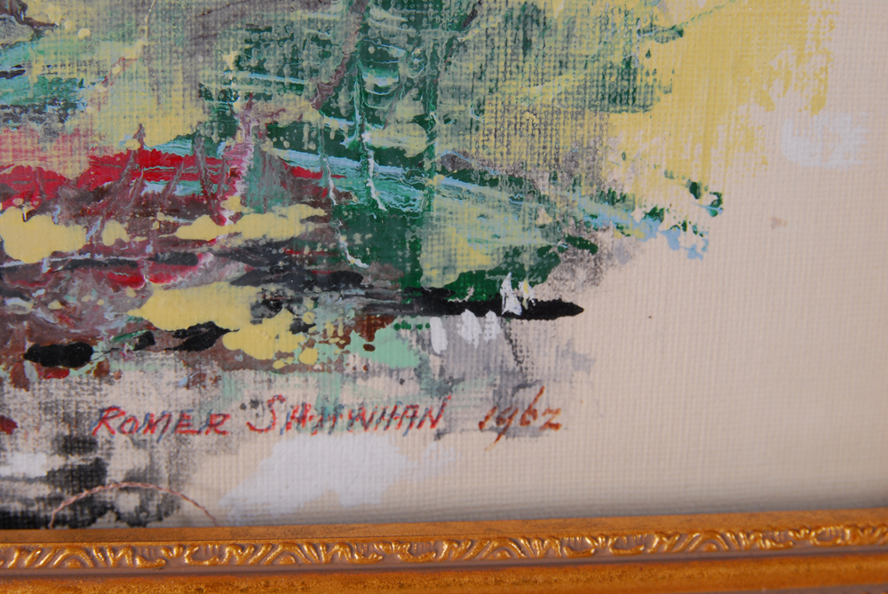 Romer Shawhan Abstract Oil on Board Painting