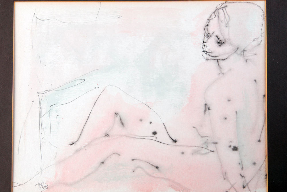 Helen Ries Nude Ink on Paper Drawing