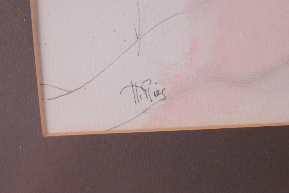 Helen Ries Nude Ink on Paper Drawing