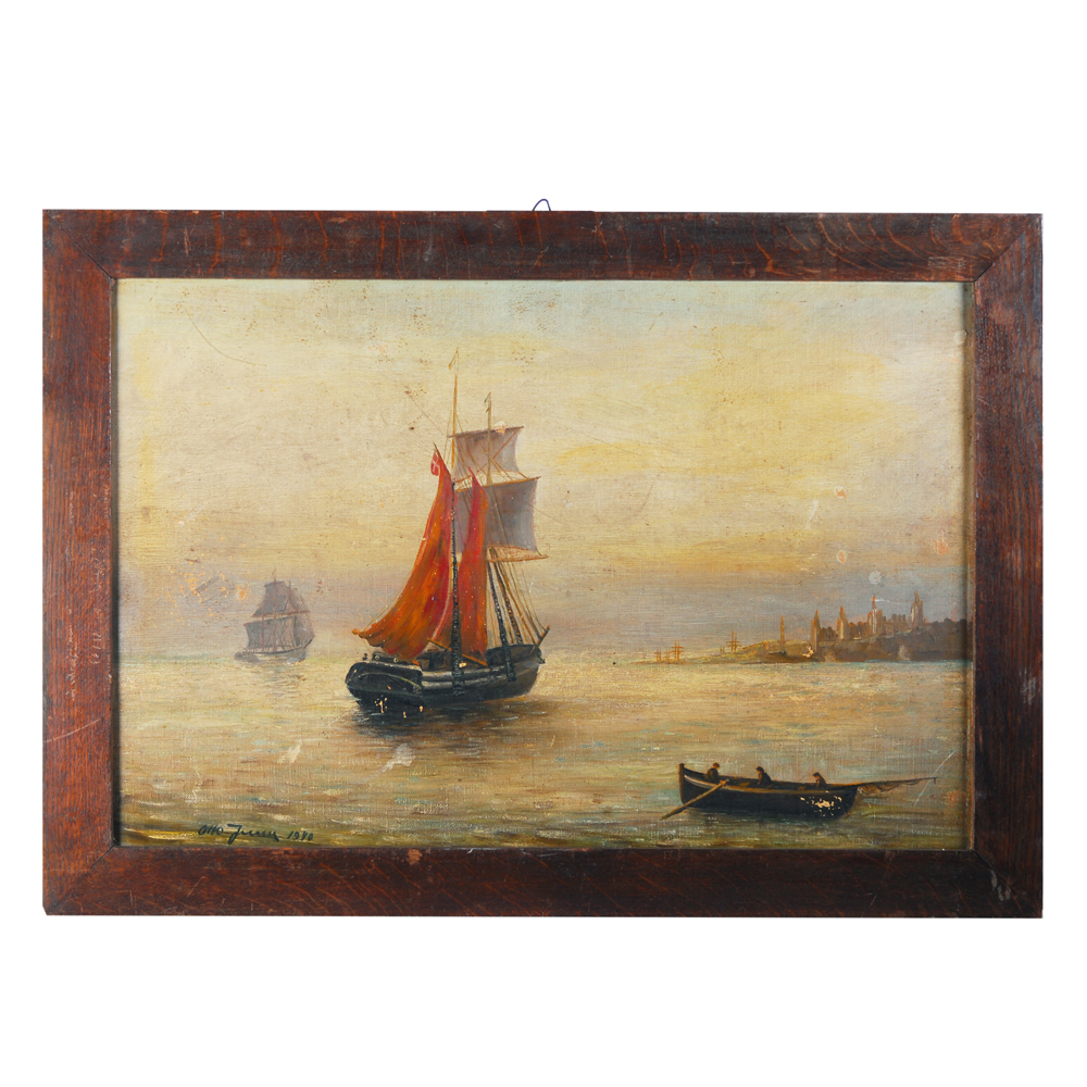 Vintage Nautical Oil on Board