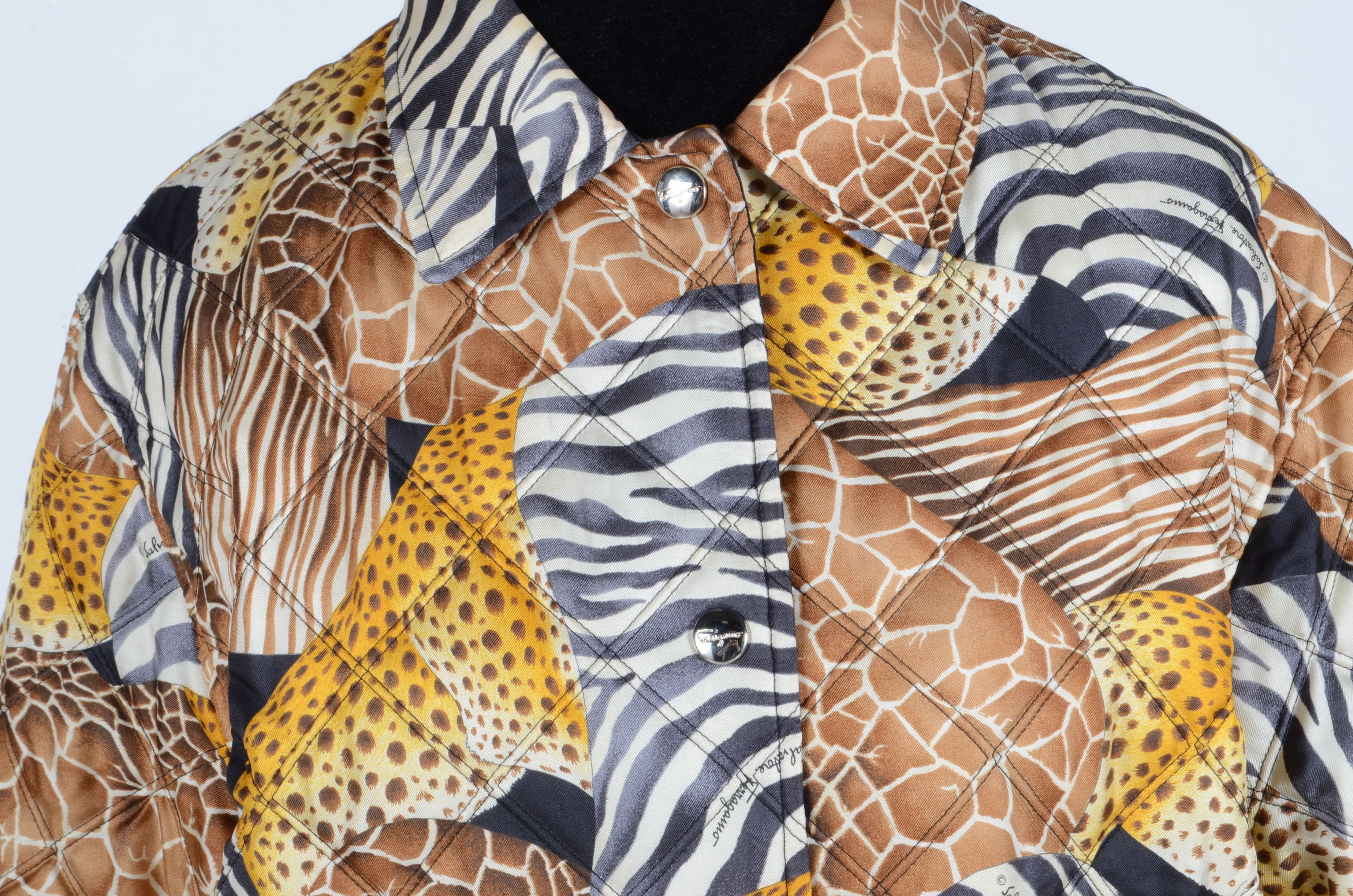 Vintage Salvatore Ferregamo Quilted Animal Print Jacket