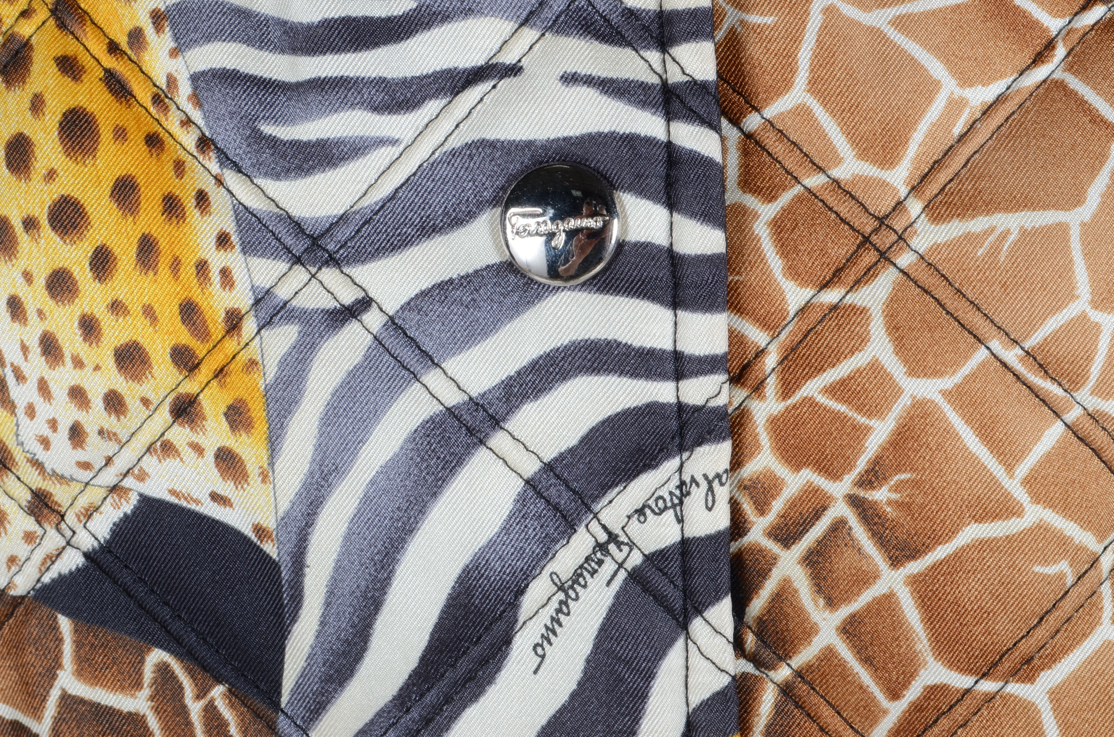 Vintage Salvatore Ferregamo Quilted Animal Print Jacket