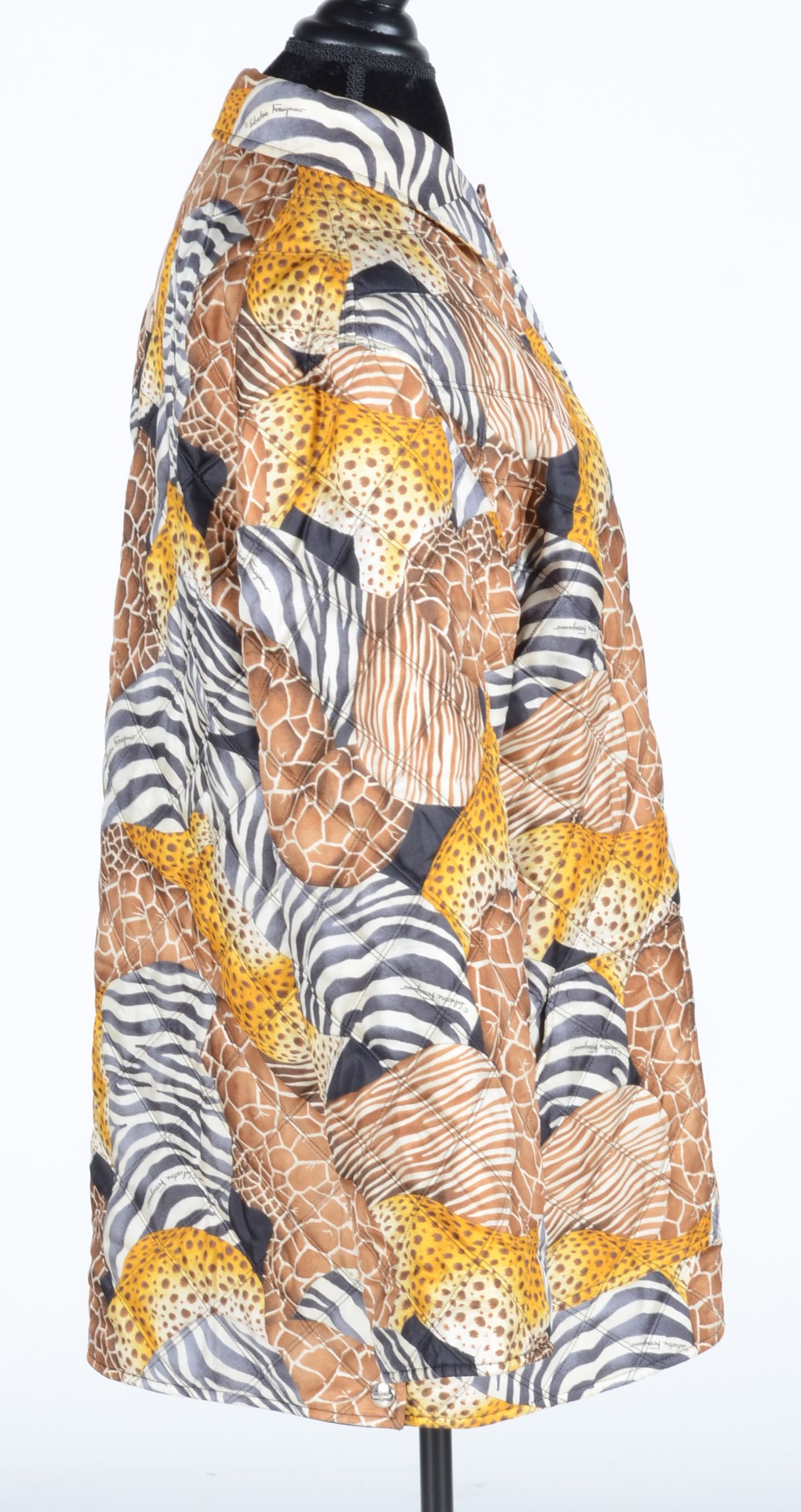 Vintage Salvatore Ferregamo Quilted Animal Print Jacket