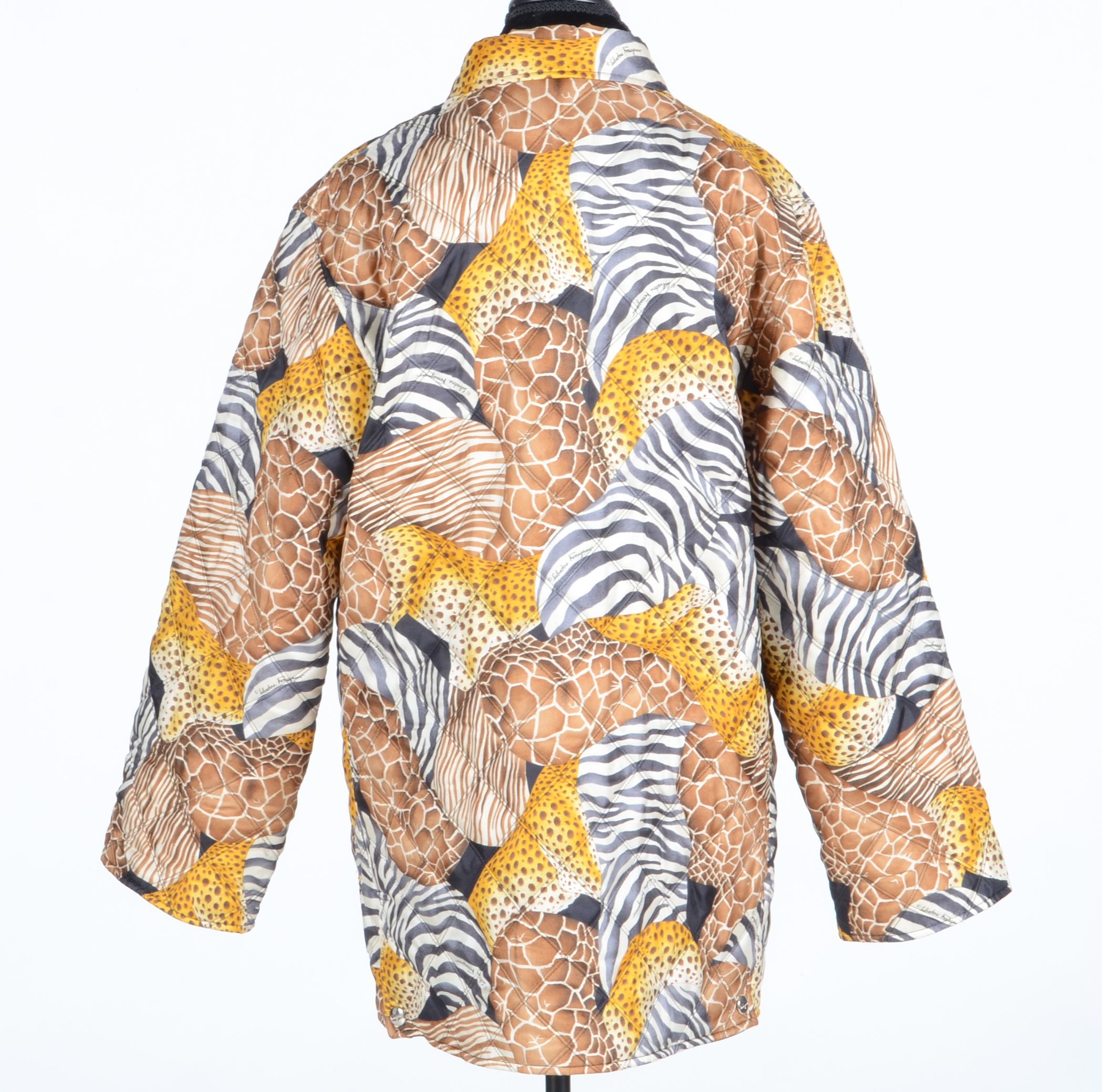 Vintage Salvatore Ferregamo Quilted Animal Print Jacket