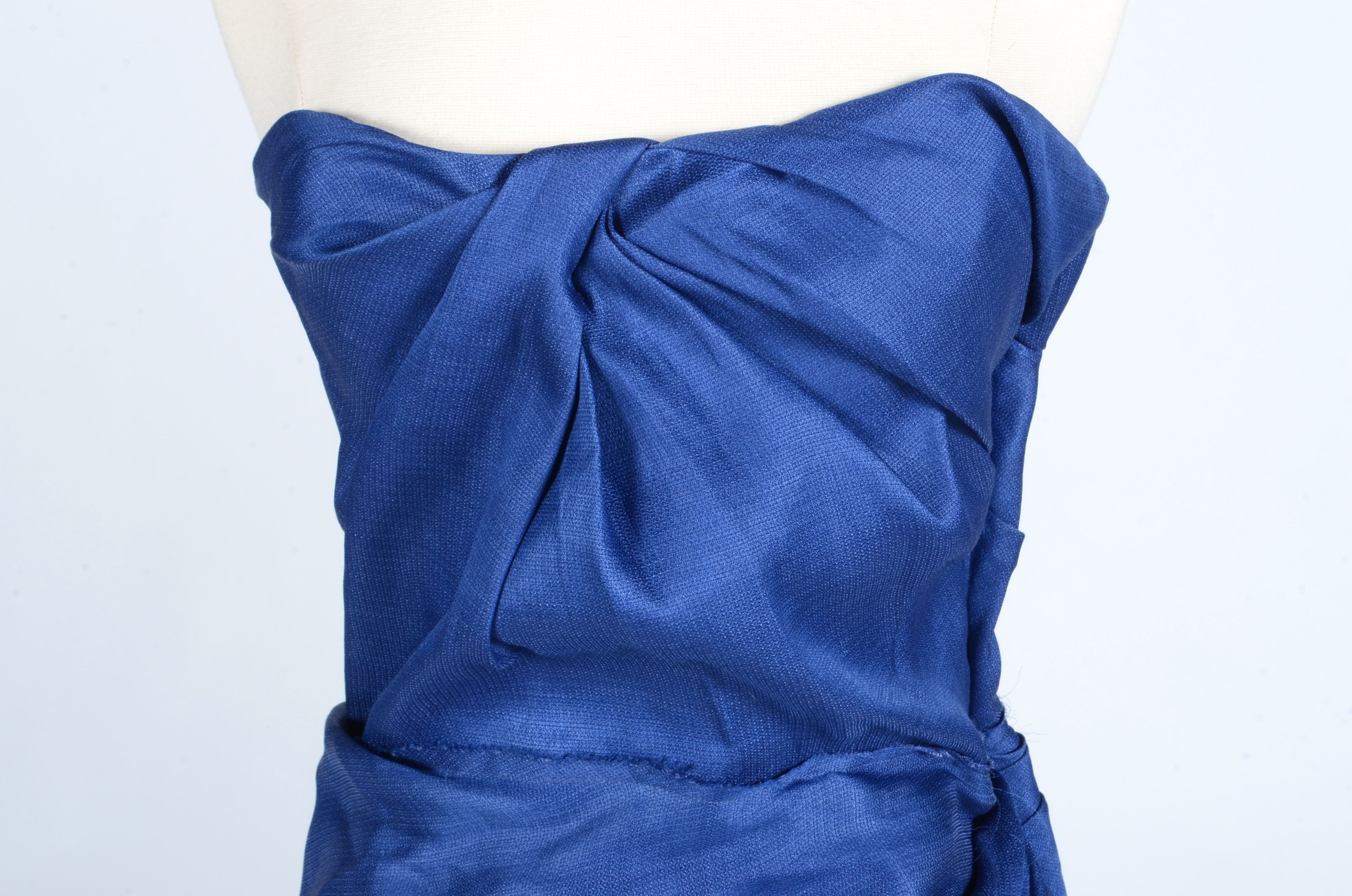 2009 Lanvin Silk and Linen Strapless Cocktail Dress