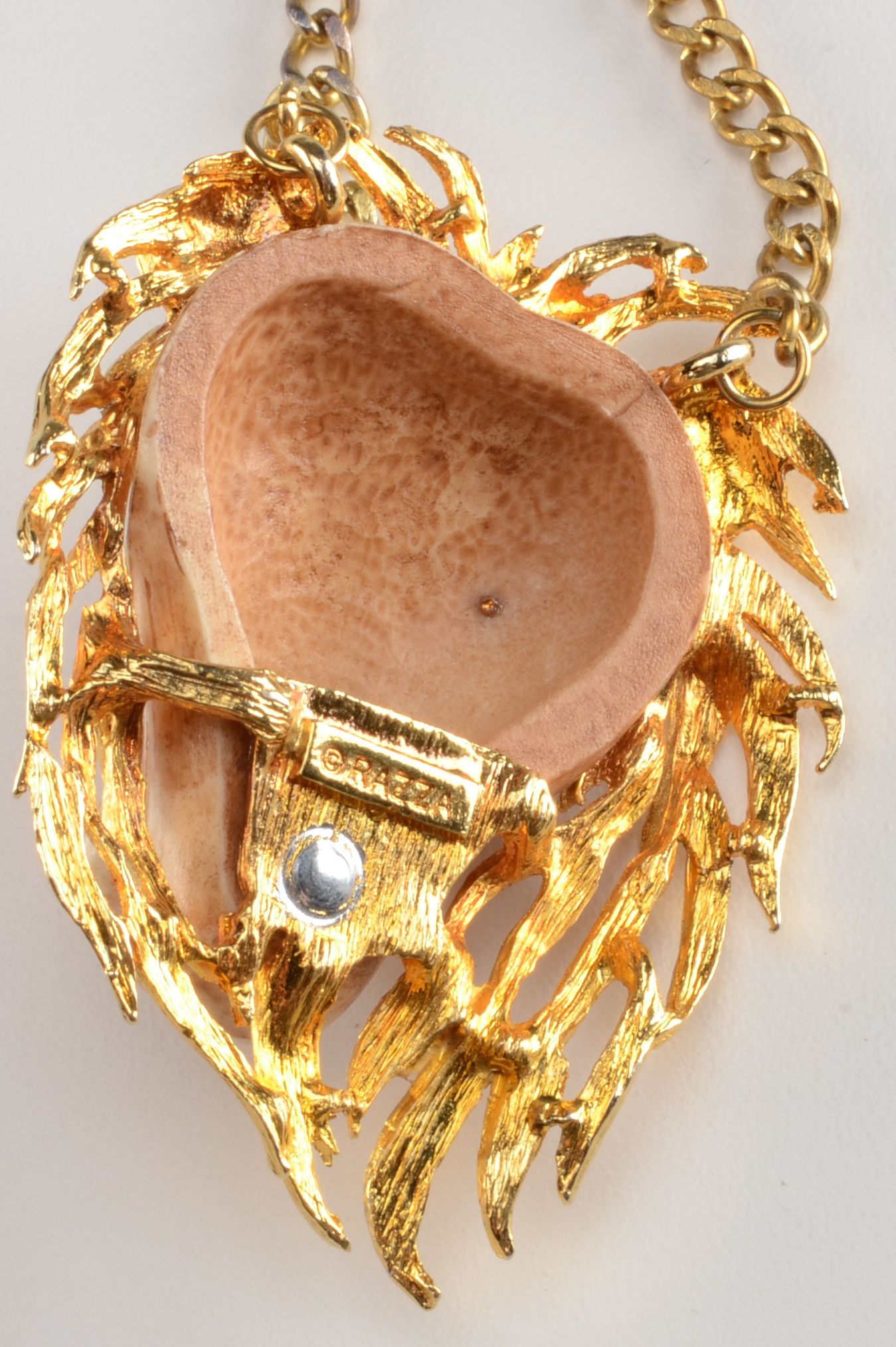 Razza Gold Toned Lion Pendant Necklace.