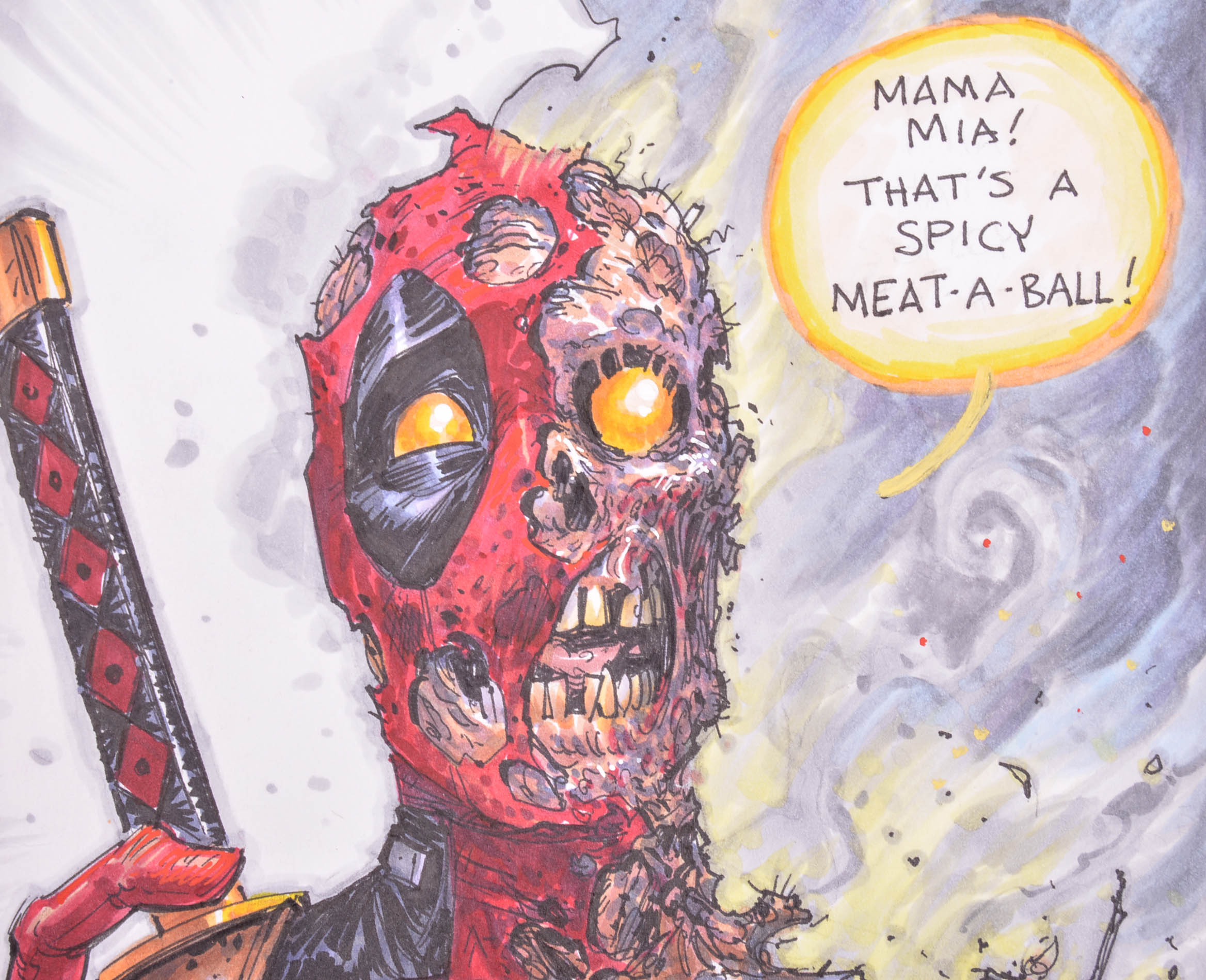 Tony Moore Copic Painted "Deadpool" Issue #1 Blank Variant