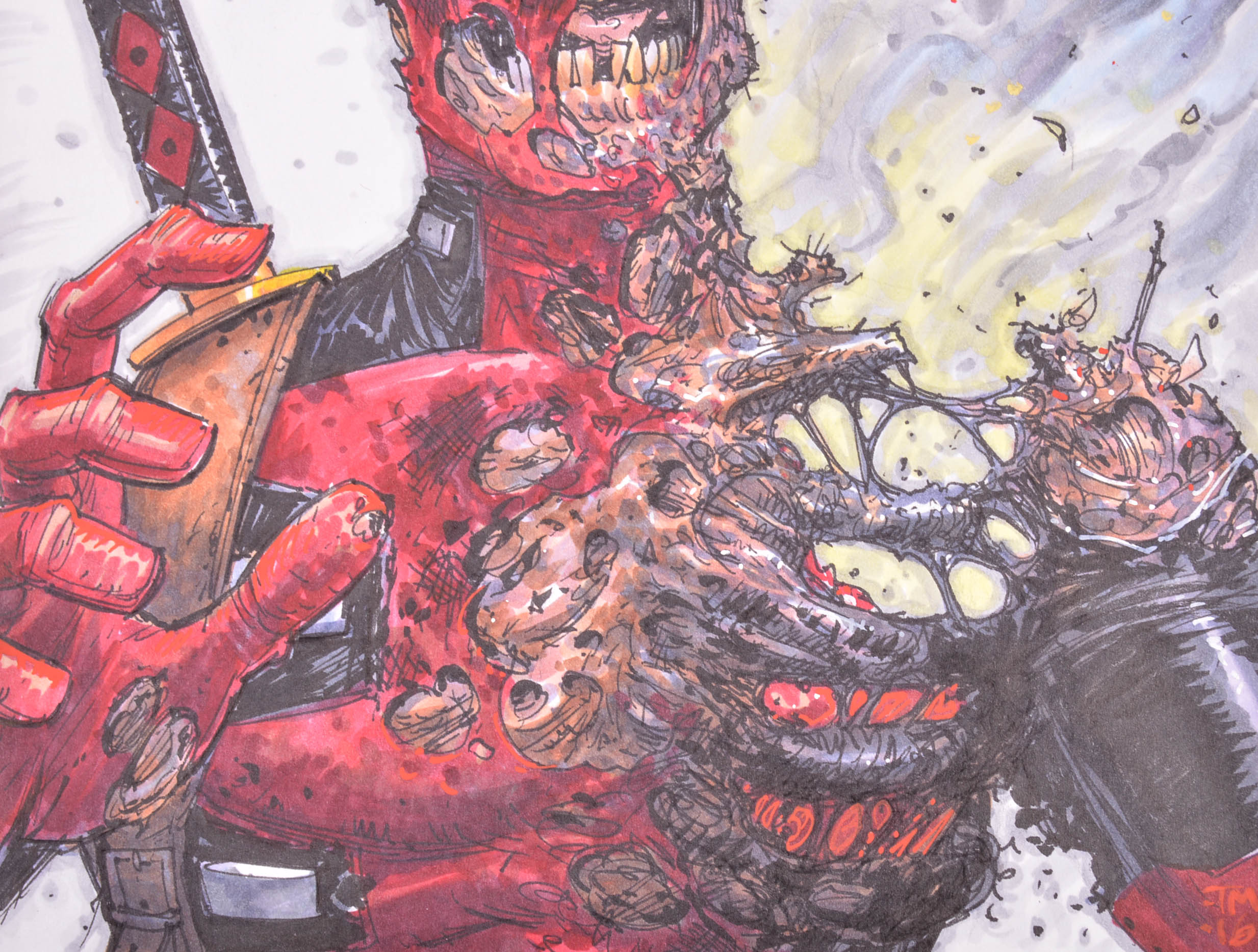 Tony Moore Copic Painted "Deadpool" Issue #1 Blank Variant