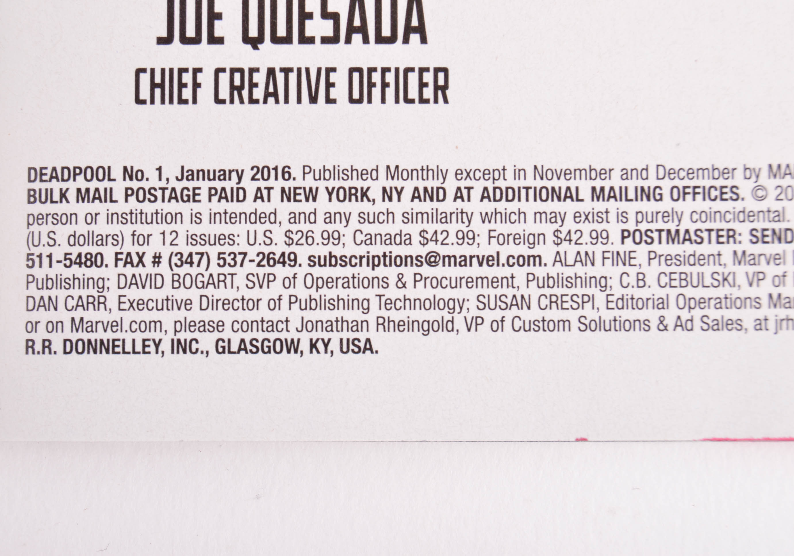 Tony Moore Copic Painted "Deadpool" Issue #1 Blank Variant