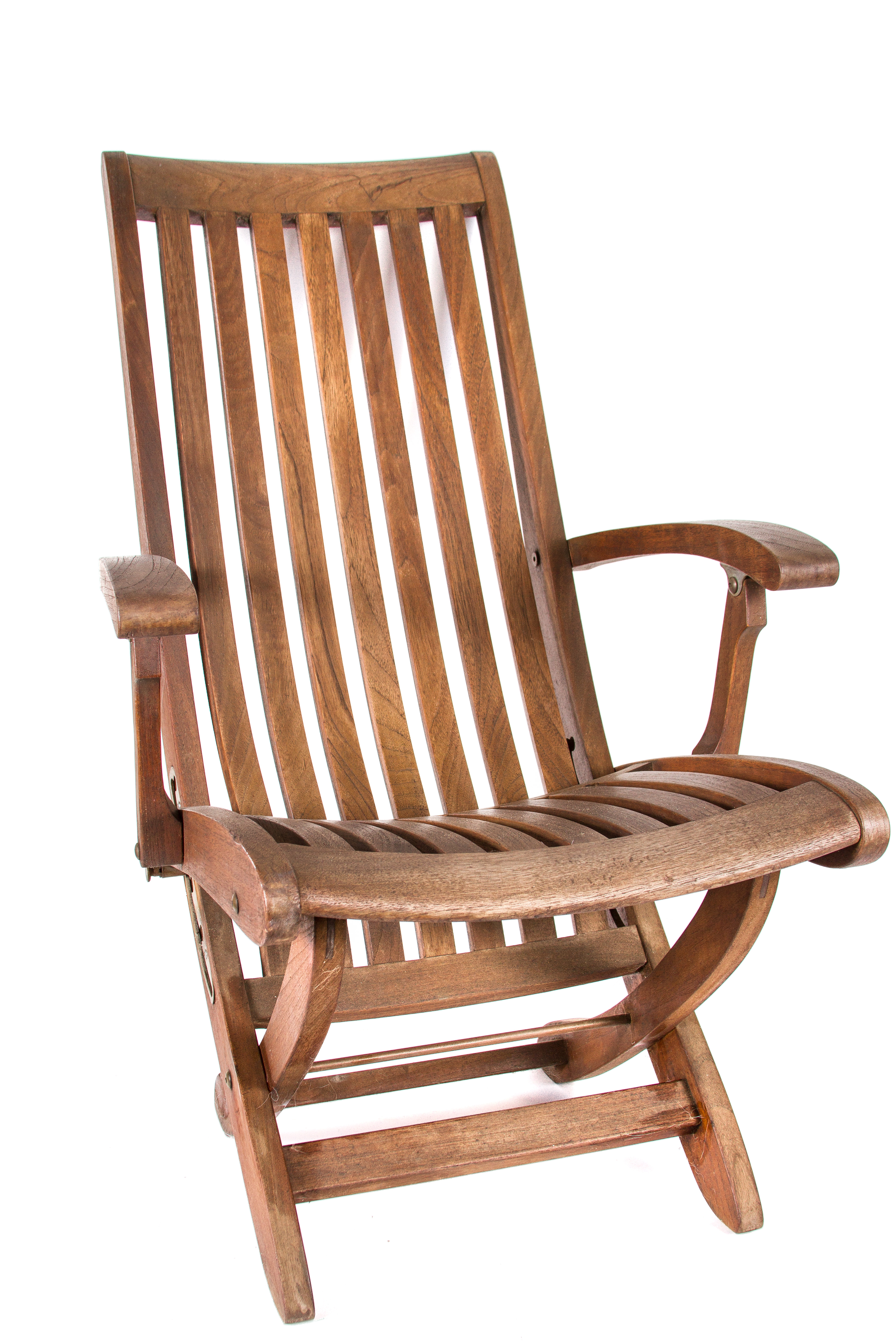 Pair Folding Teak Lounge Chairs