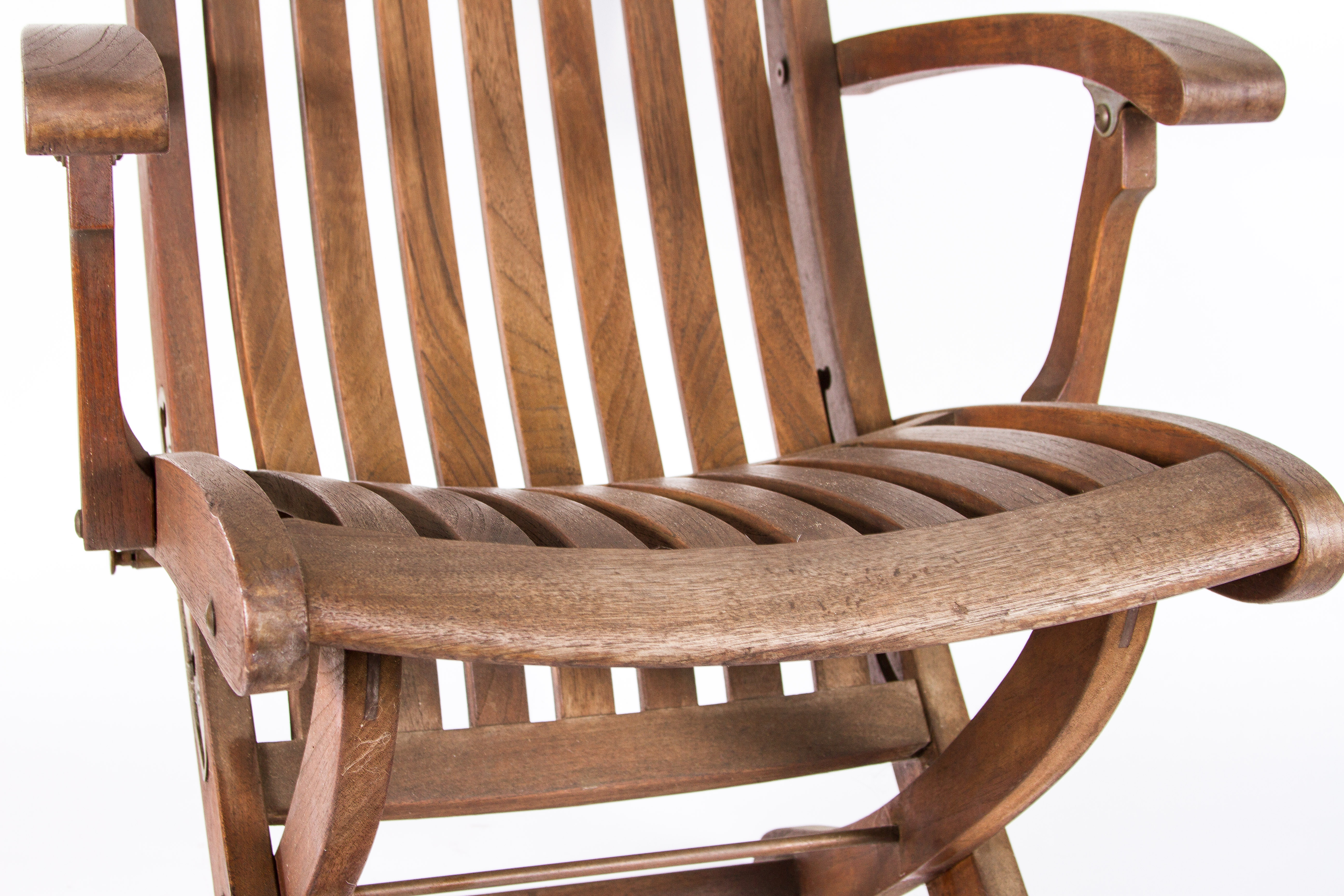 Pair Folding Teak Lounge Chairs