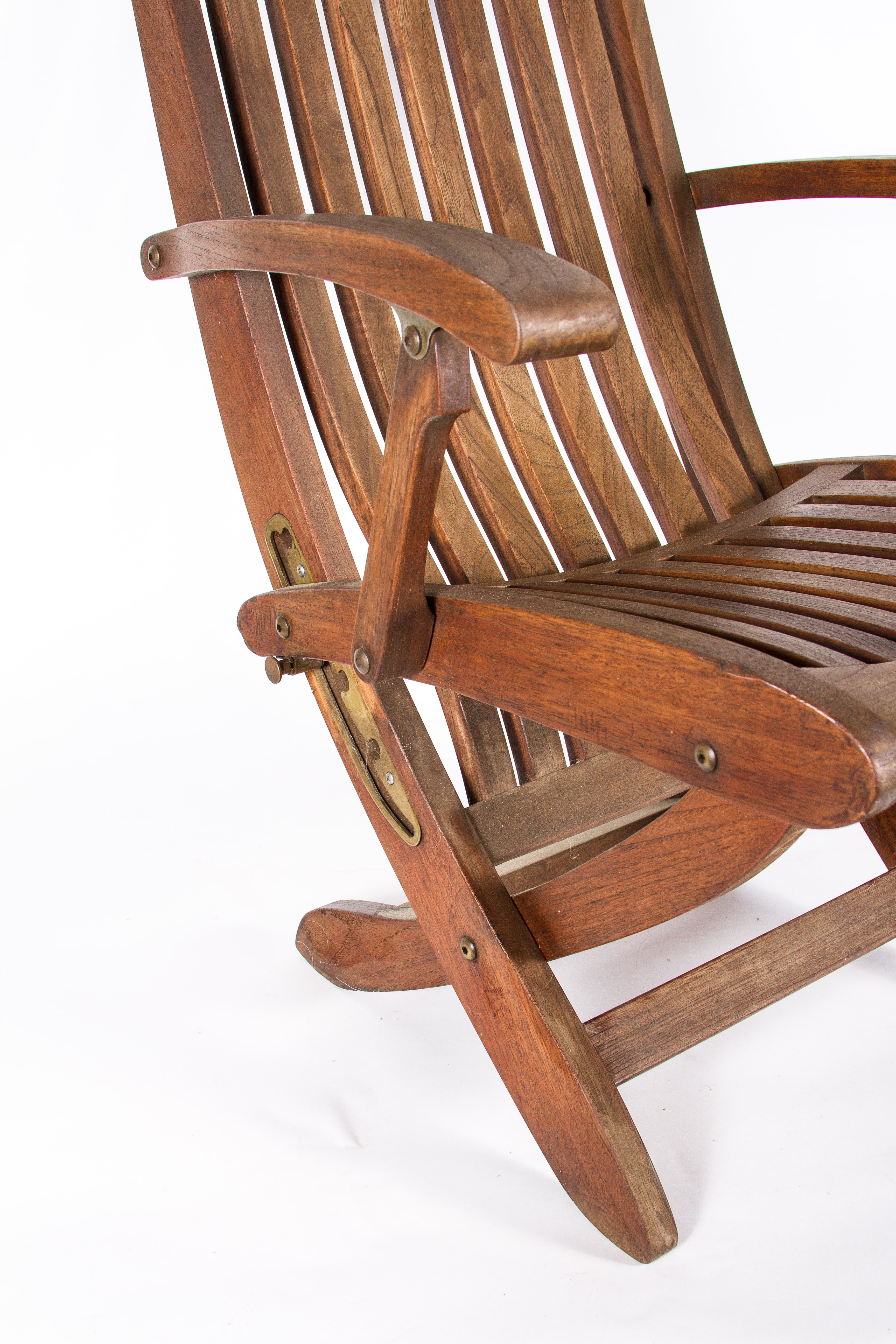 Pair Folding Teak Lounge Chairs