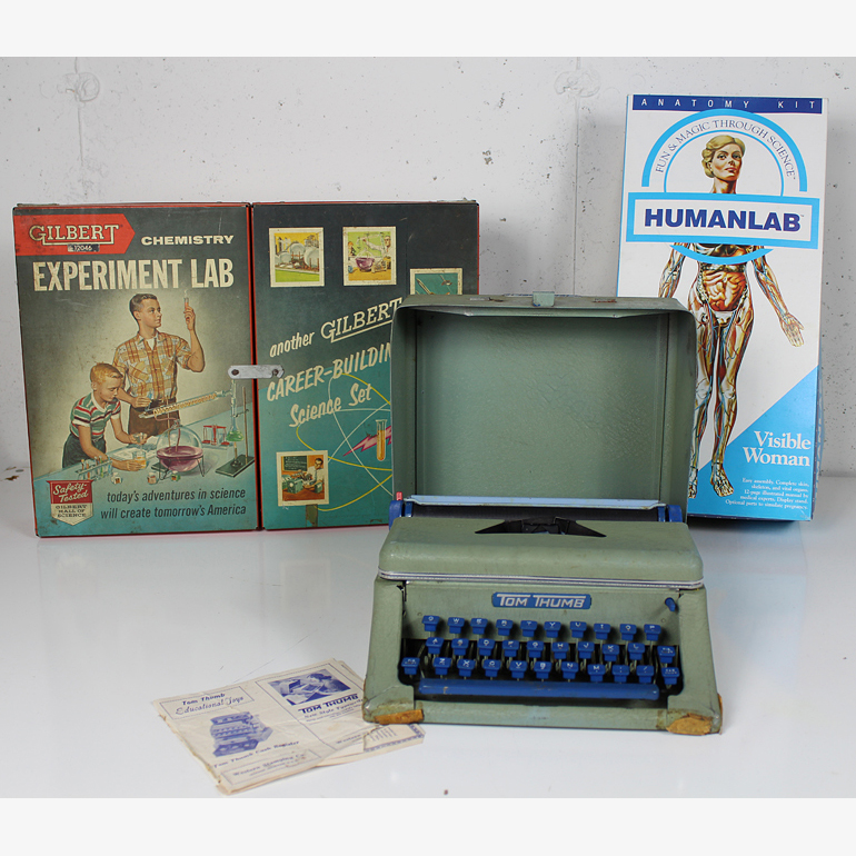 Vintage Toy Collection with Gilbert Chemistry Lab and Anatomy Model