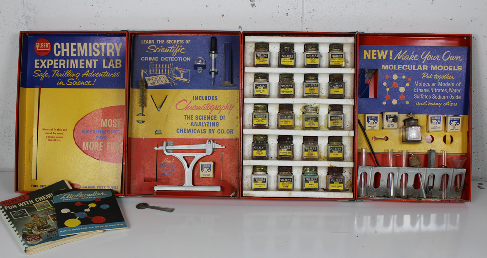 Vintage Toy Collection with Gilbert Chemistry Lab and Anatomy Model
